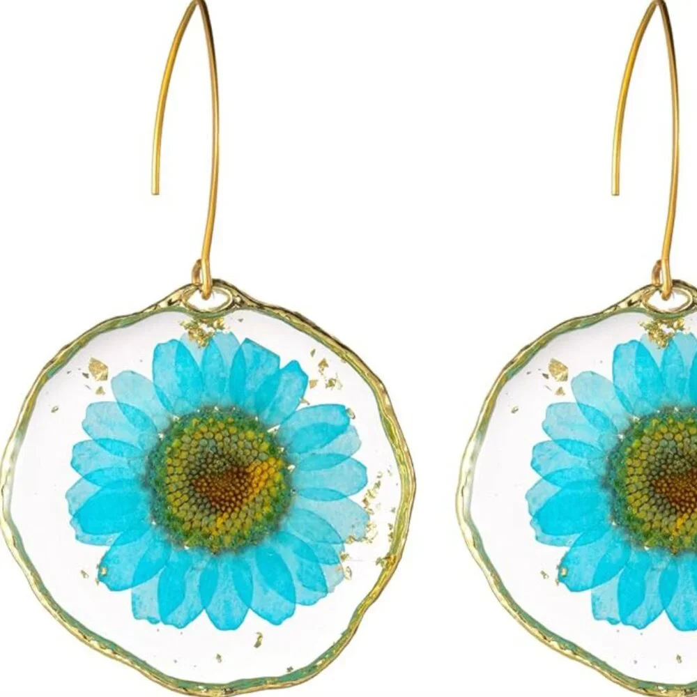 Natural Real Flowers Jewelry Set Stainless Steel